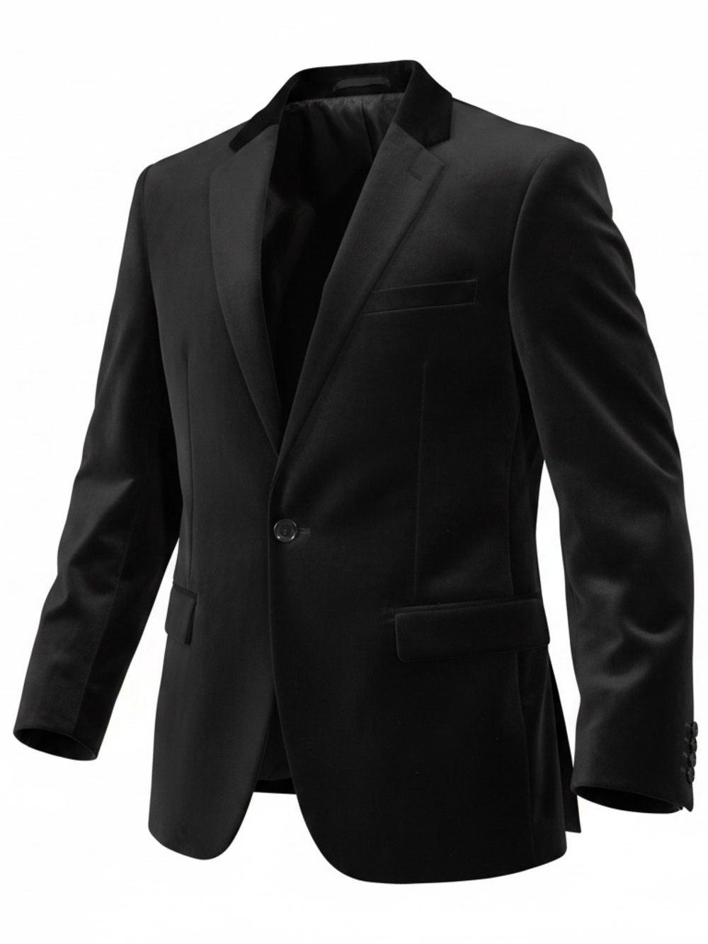 Classic Black Men's Blazer - Single-Breasted Formal velvet Jacket